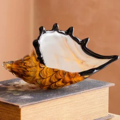 Graham & Green Brown Speckled Glass Conch Shell