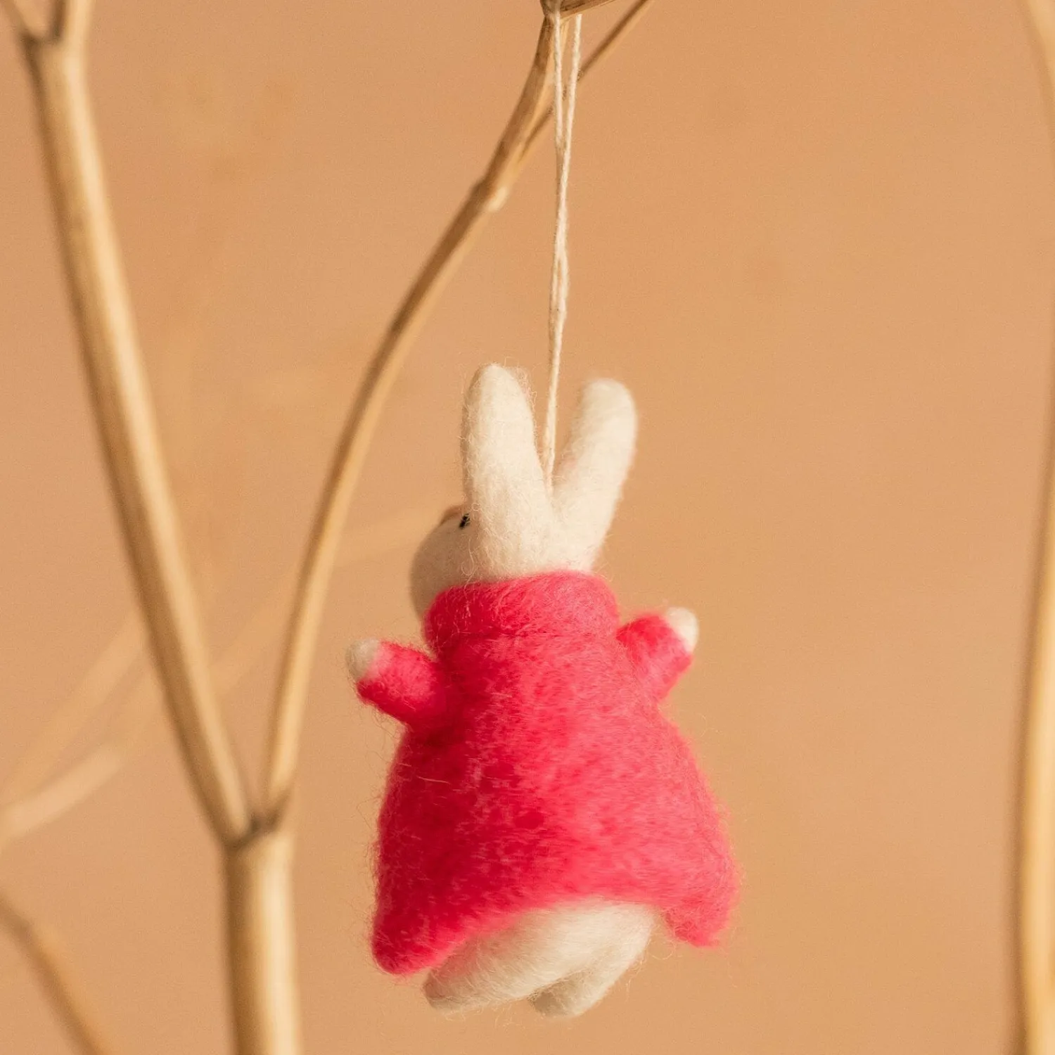 Graham & Green Bunny in a Pink Coat Hanging Decoration