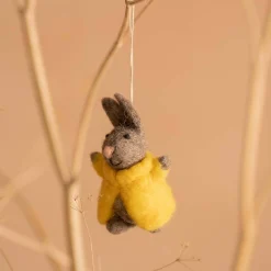 Graham & Green Bunny in a Yellow Coat Hanging Decoration