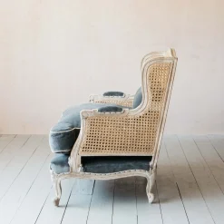 Graham & Green Caden Cane Grey Velvet Armchair