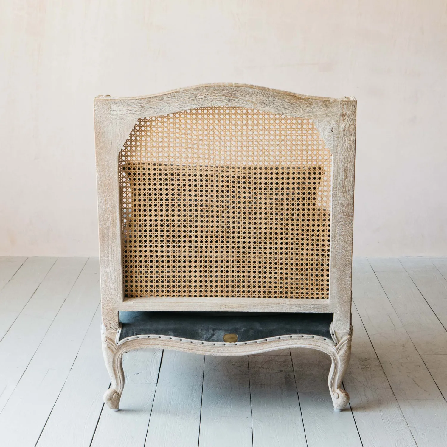 Graham & Green Caden Cane Grey Velvet Armchair