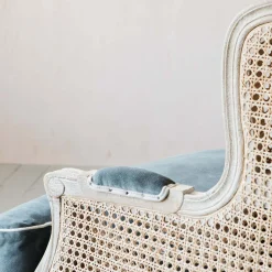 Graham & Green Caden Cane Grey Velvet Armchair