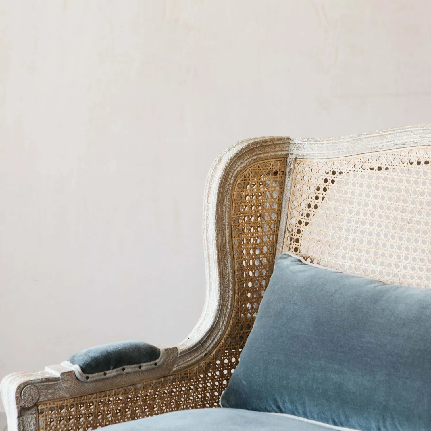 Graham & Green Caden Cane Grey Velvet Armchair