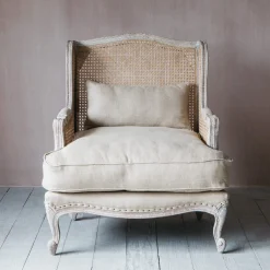 Graham & Green Caden Natural Linen Cane Armchair