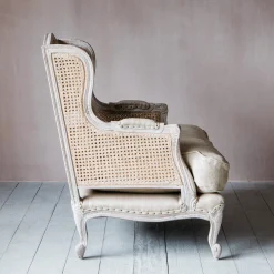 Graham & Green Caden Natural Linen Cane Armchair