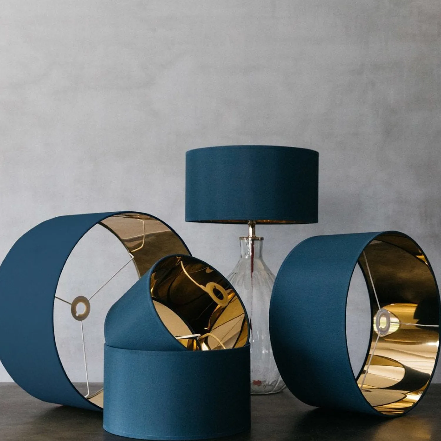 Graham & Green Cadet Blue Cotton Lamp Shades