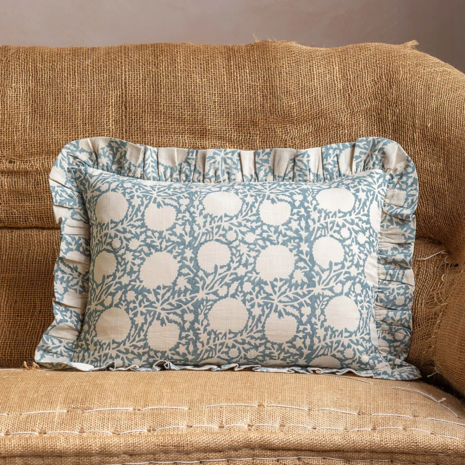 Graham & Green Cassia Small Rectangular Block Printed Cushion