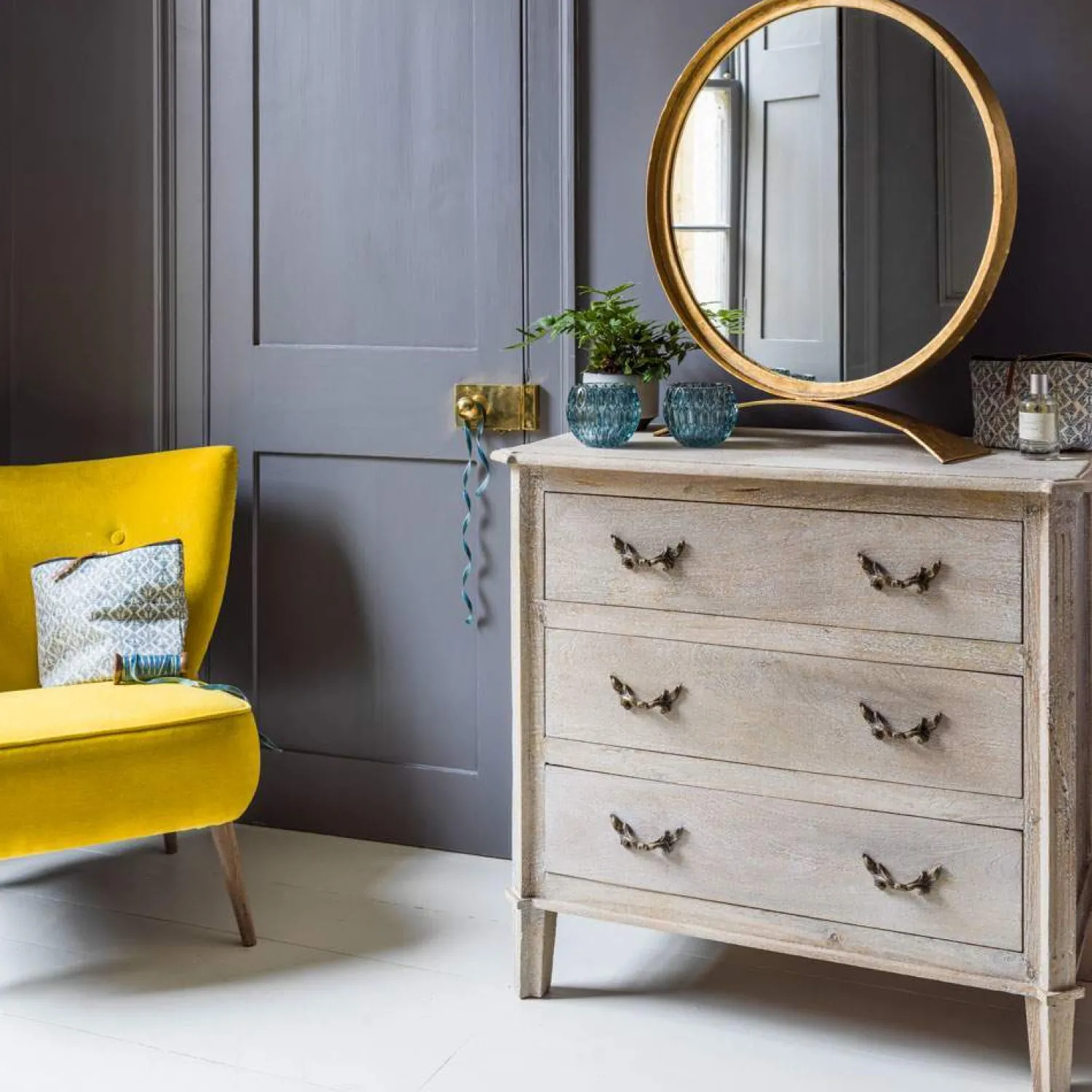 Graham & Green Chantilly Small Whitewashed Chest of Drawers
