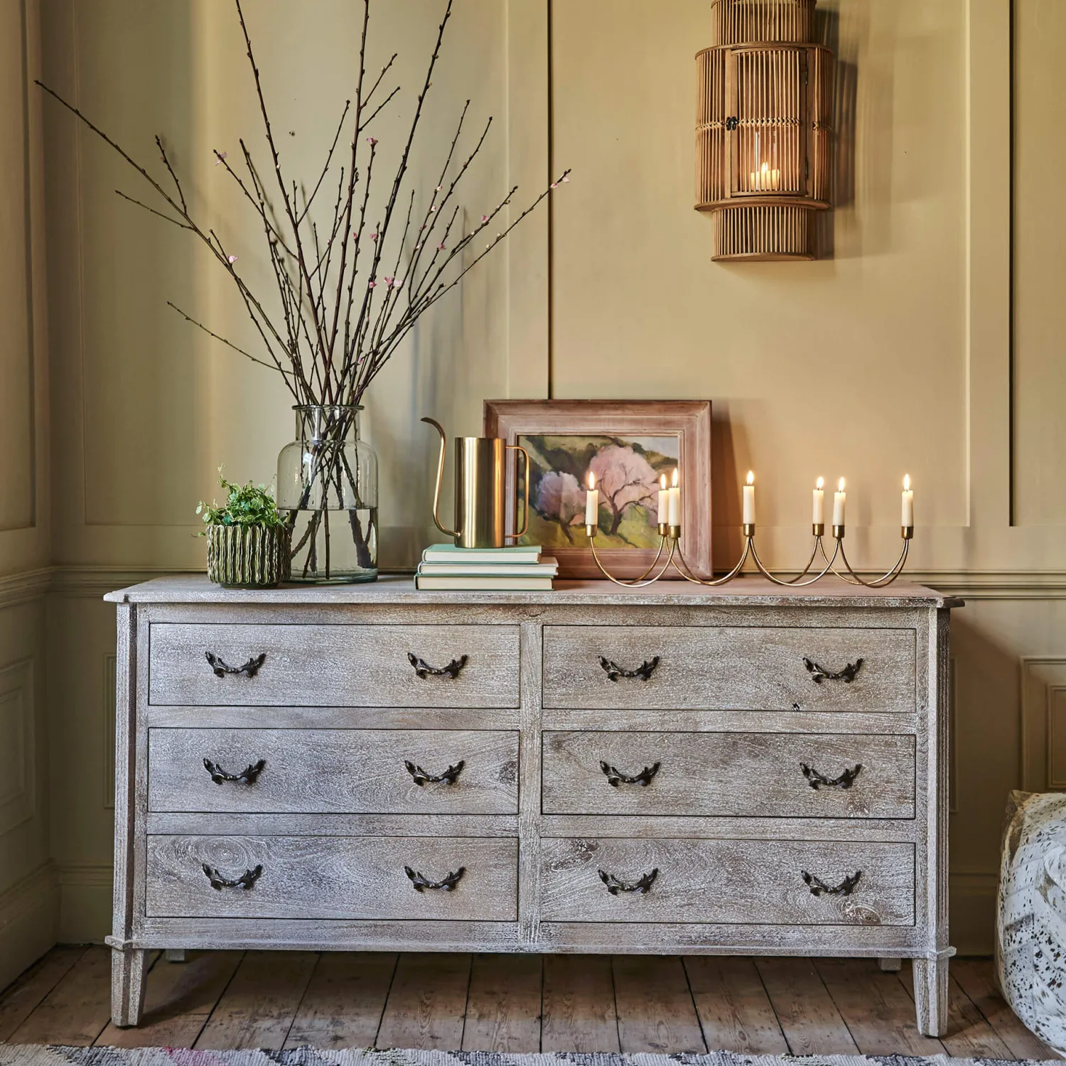 Graham & Green Chantilly Whitewashed Double Chest of Drawers