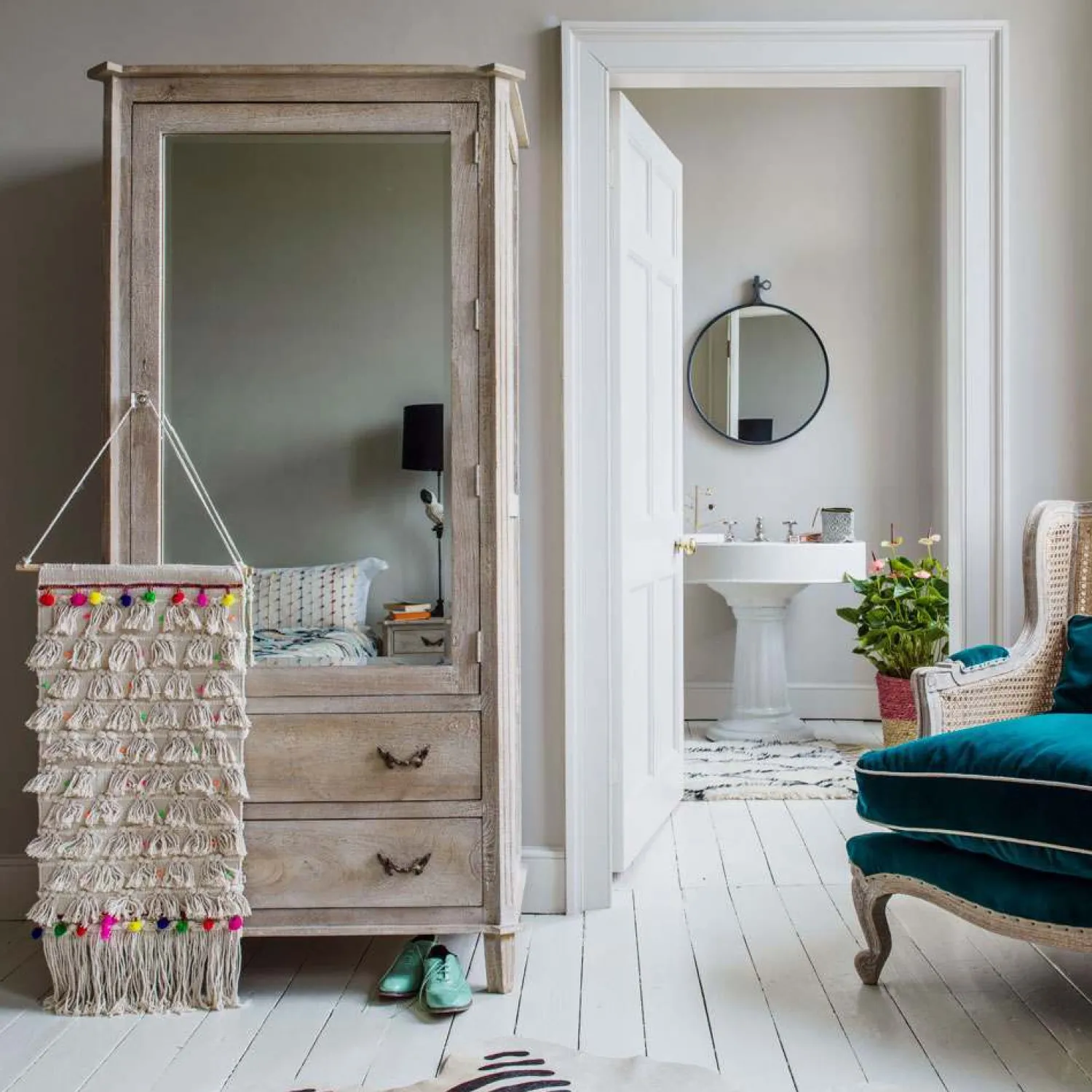 Graham & Green Chantilly Whitewashed Wardrobe