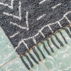 Graham & Green Charcoal and White Chevron Bath Mat
