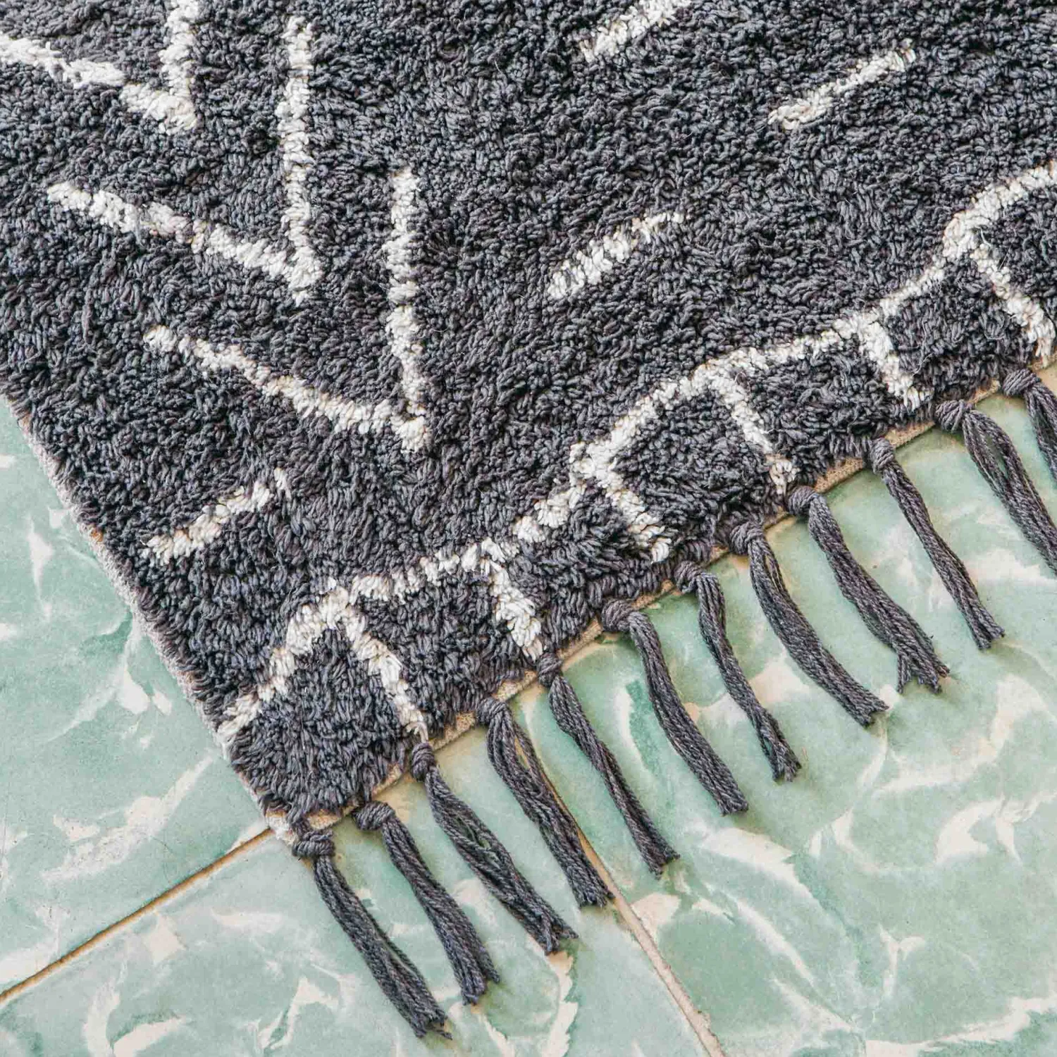Graham & Green Charcoal and White Chevron Bath Mat