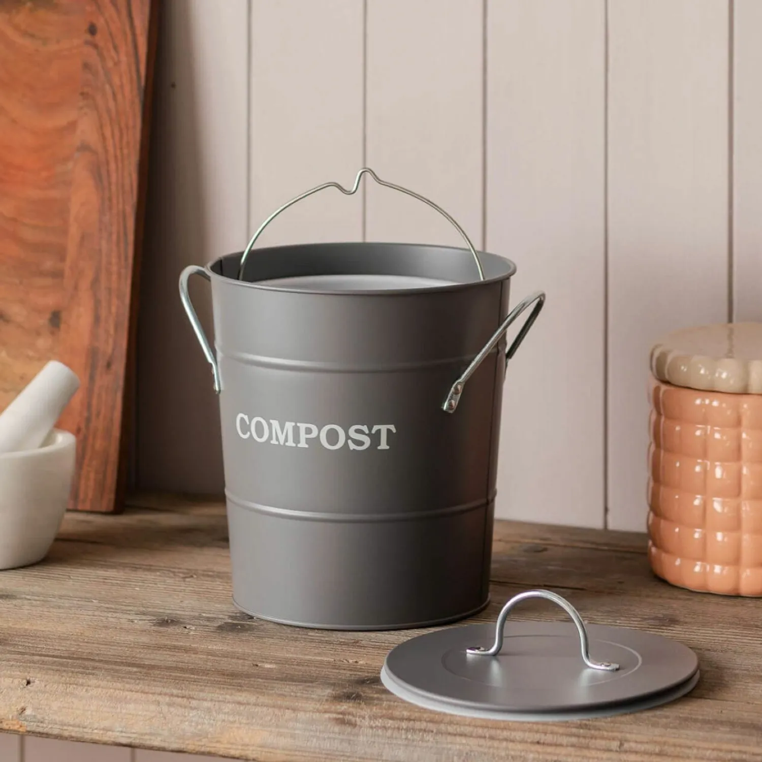 Graham & Green Charcoal Grey Compost Bucket