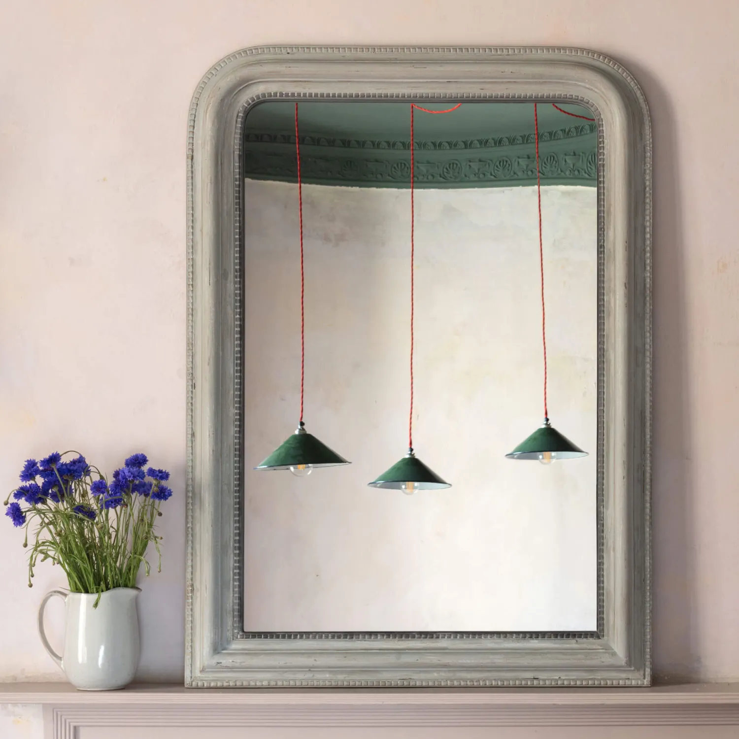Graham & Green Charlie Grey Beaded Mirrors