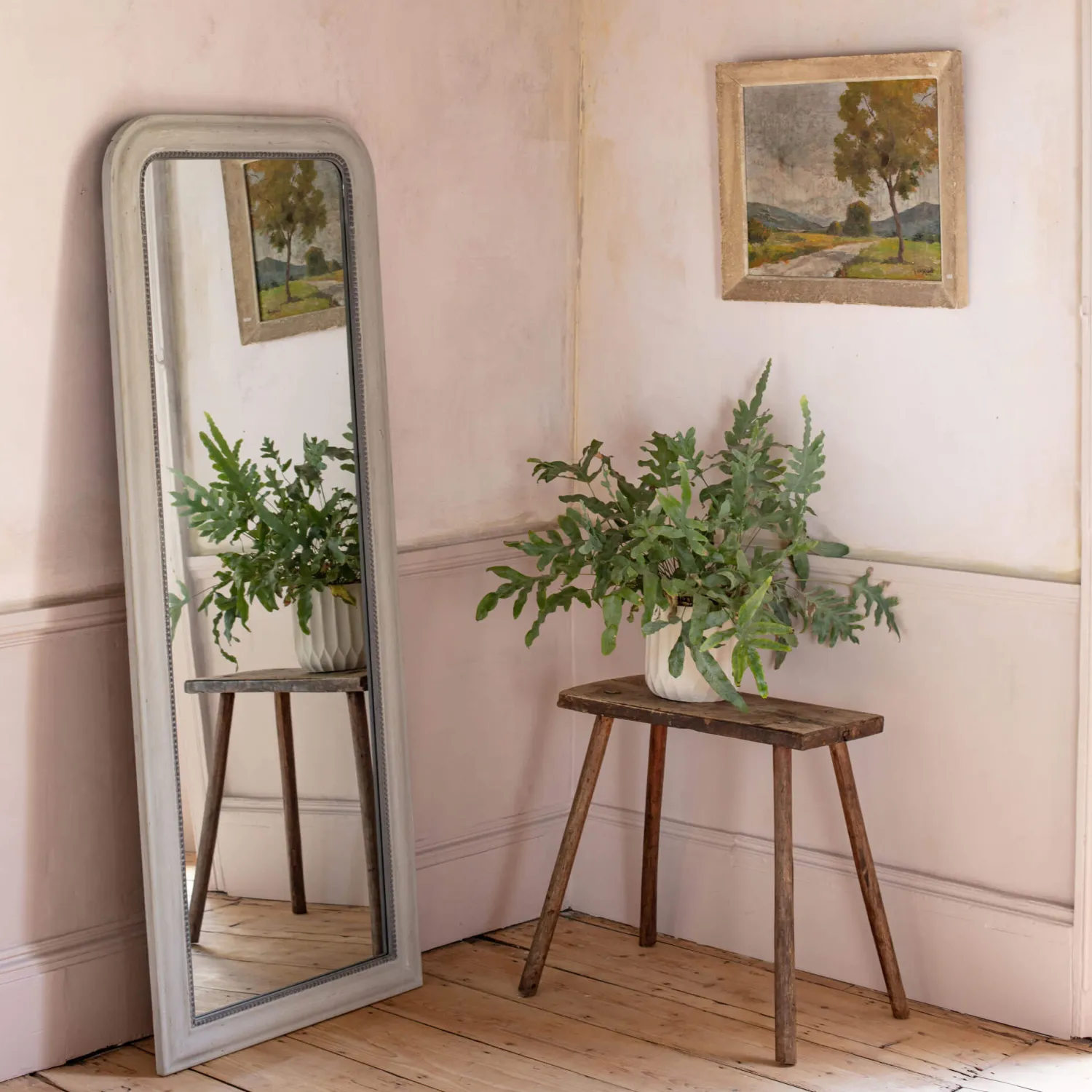 Graham & Green Charlie Grey Beaded Mirrors