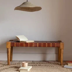 Graham & Green Chester Woven Leather Bench