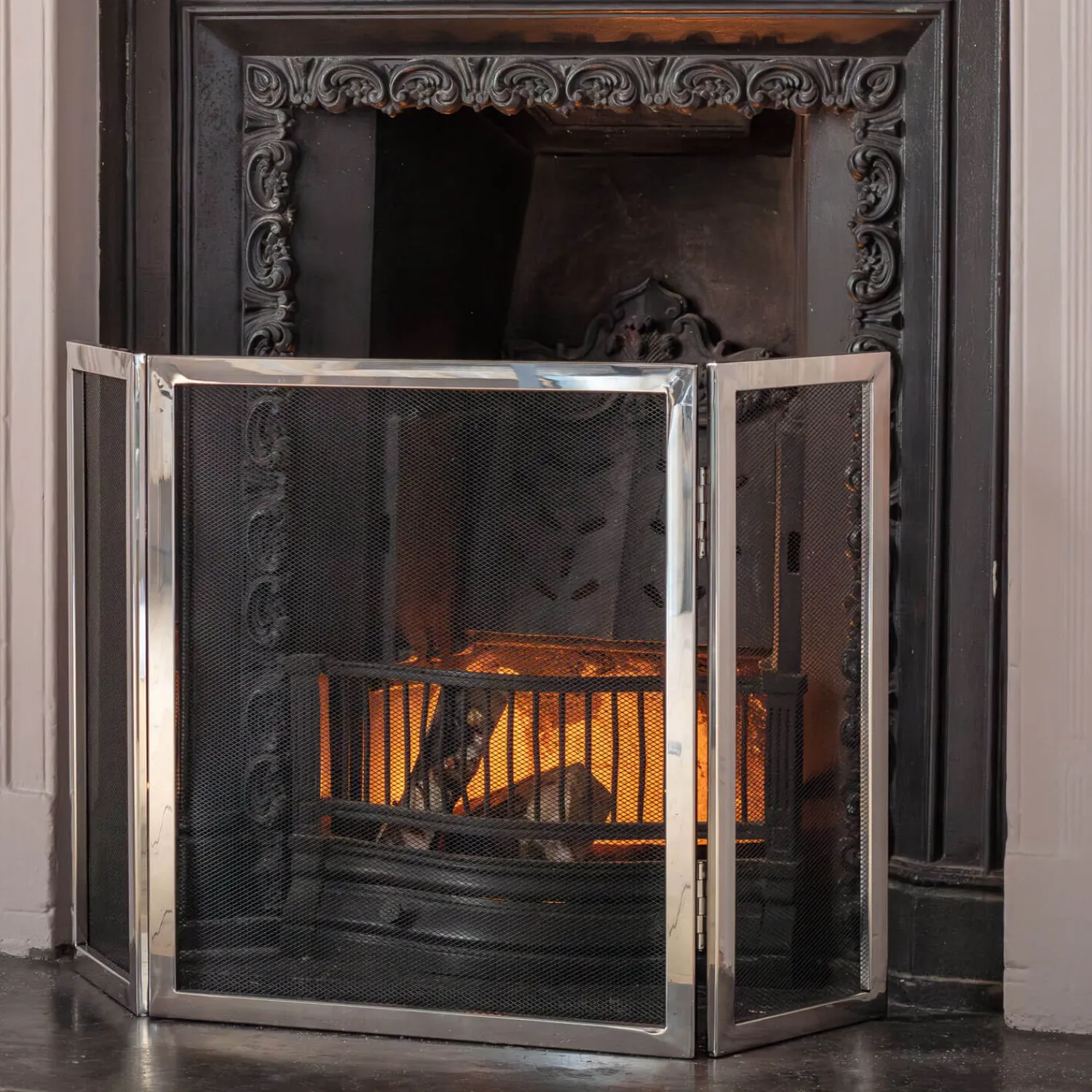 Graham & Green Chrome Triple Fire Screen