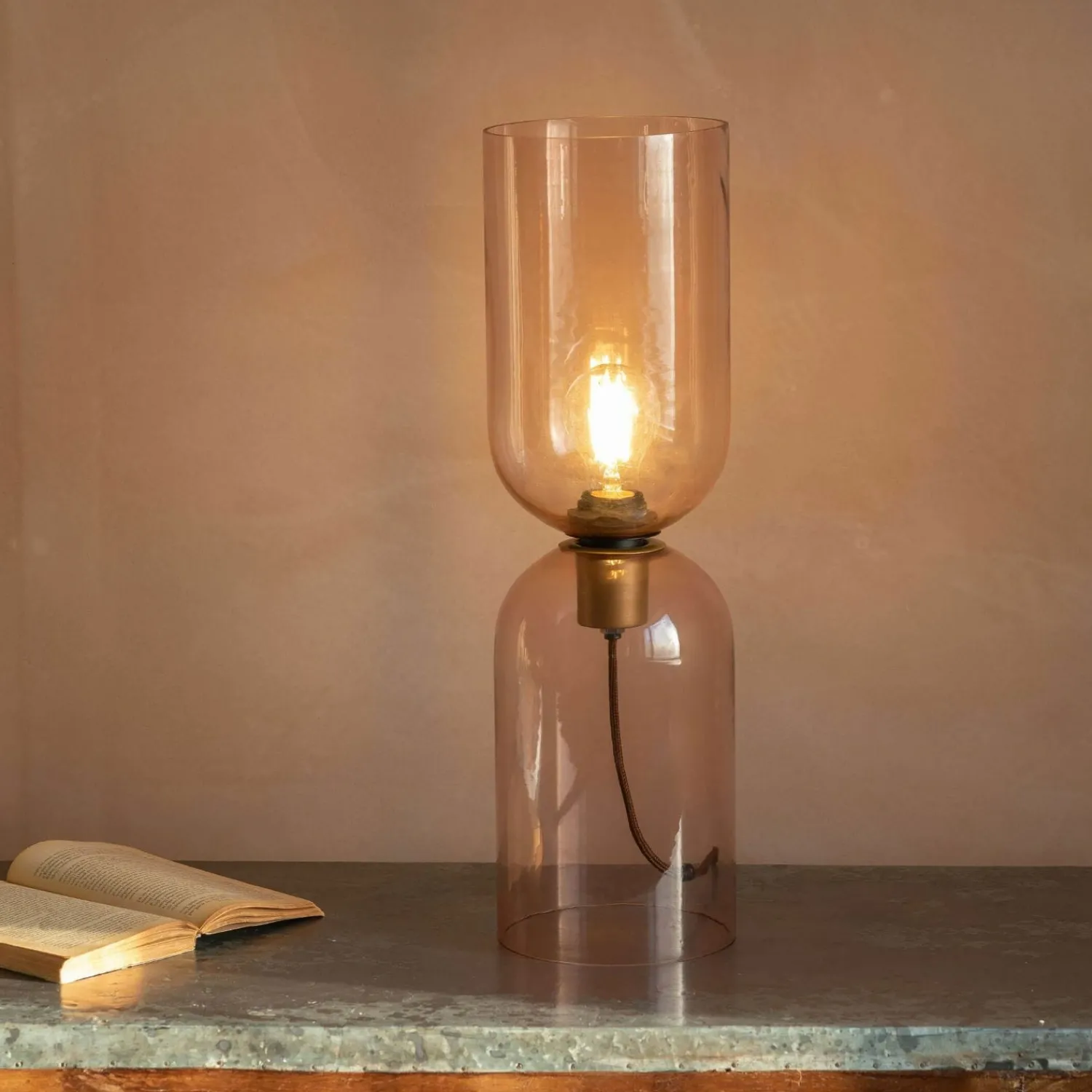 Graham & Green Clarence Glass Table Lamp Rose - Large