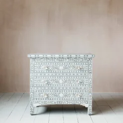 Graham & Green Classic Grey Mother of Pearl Large Bedside Table