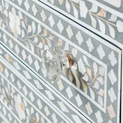 Graham & Green Classic Grey Mother of Pearl Large Bedside Table