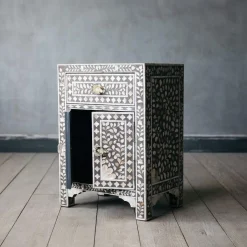Graham & Green Classic Grey Mother of Pearl Bedside Table