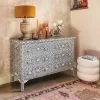 Graham & Green Classic Grey Mother of Pearl Small Double Chest of Drawers