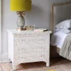Graham & Green Classic White Mother of Pearl Large Bedside Table