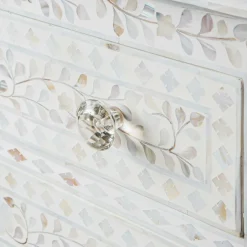 Graham & Green Classic White Mother of Pearl Large Bedside Table