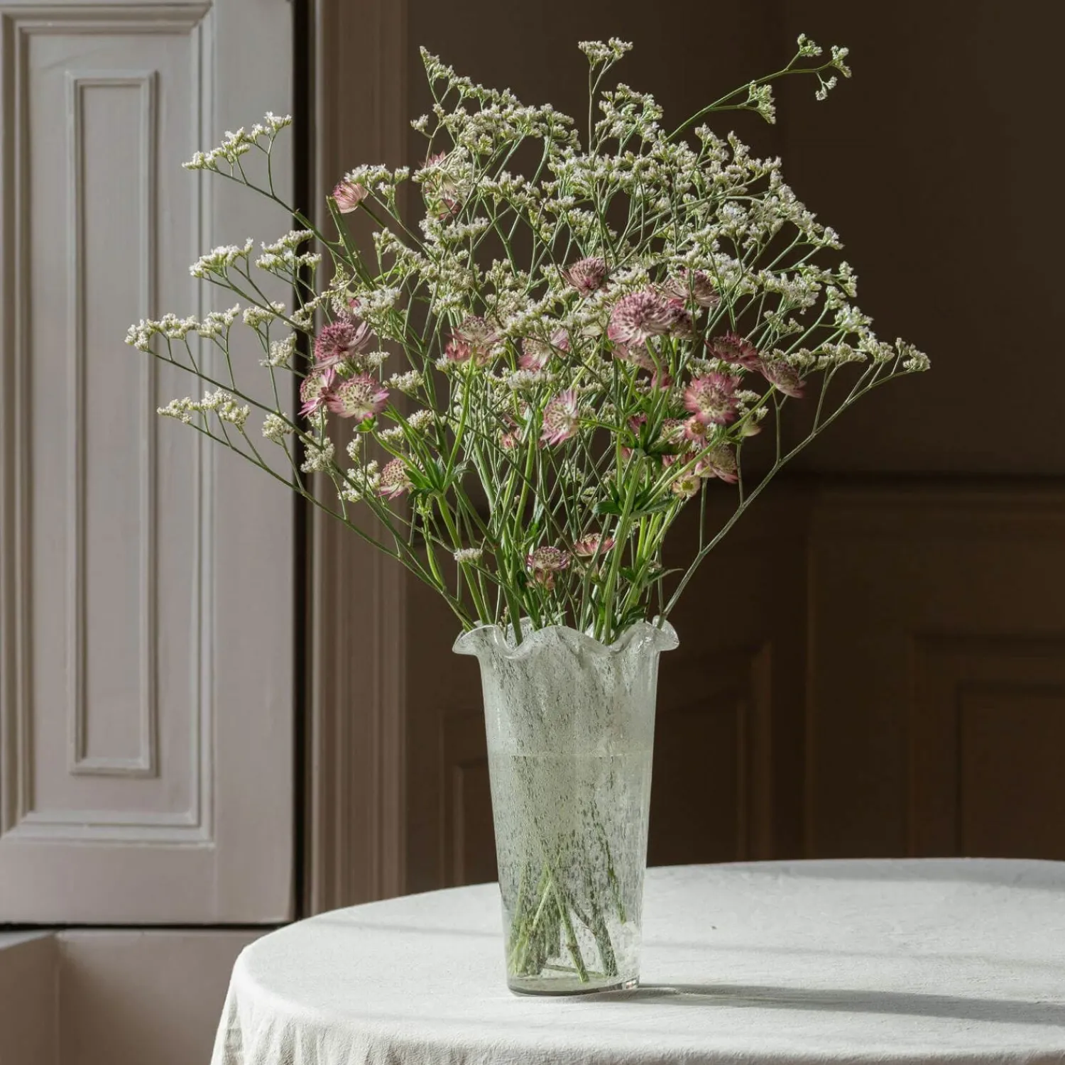 Graham & Green Clear Glass Ruffle Vase