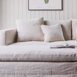 Graham & Green Clementine Natural Belgian Linen Three Seater Sofa