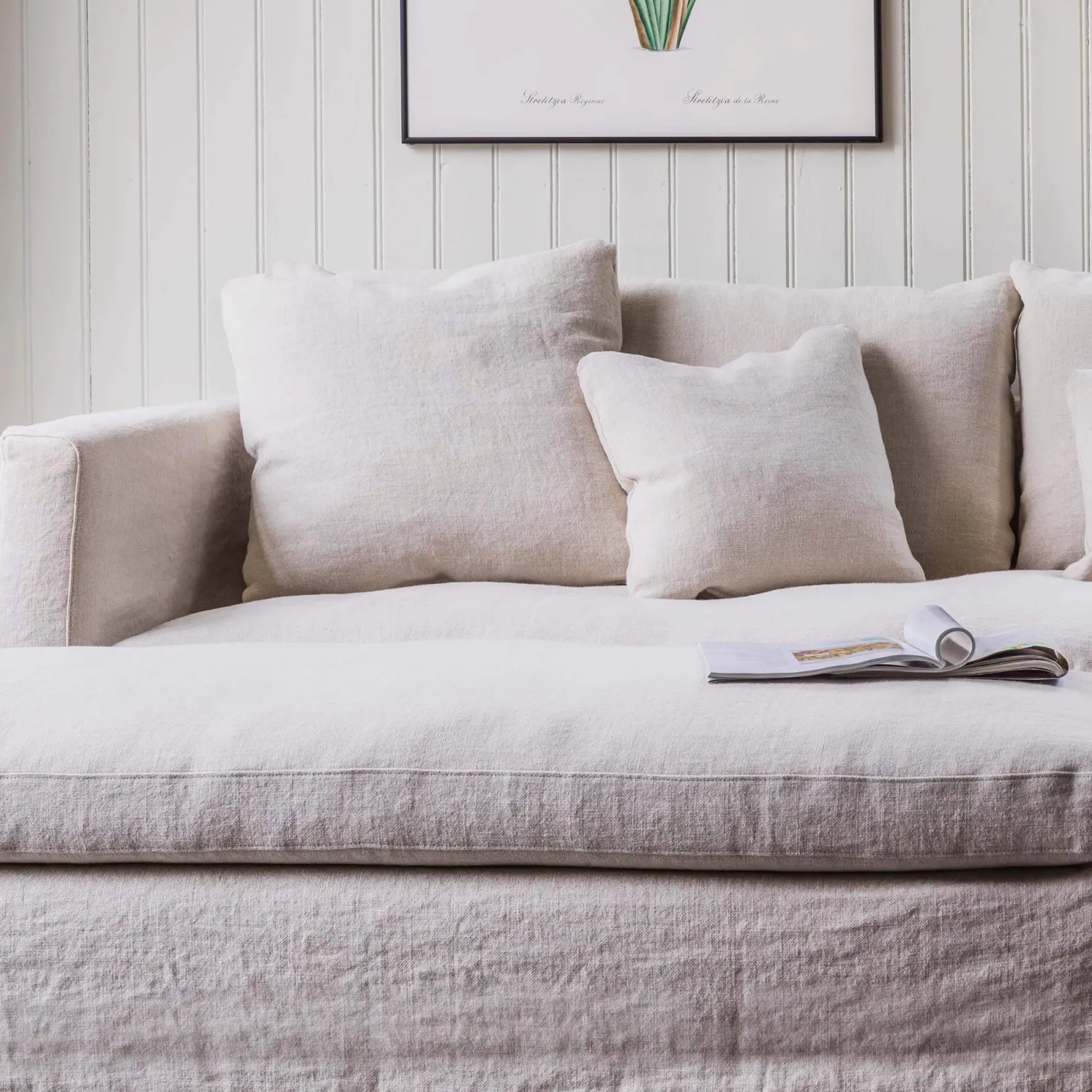 Graham & Green Clementine Natural Belgian Linen Three Seater Sofa