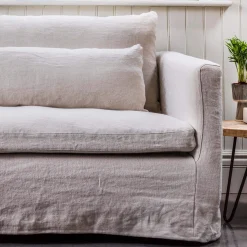 Graham & Green Clementine Natural Belgian Linen Three Seater Sofa