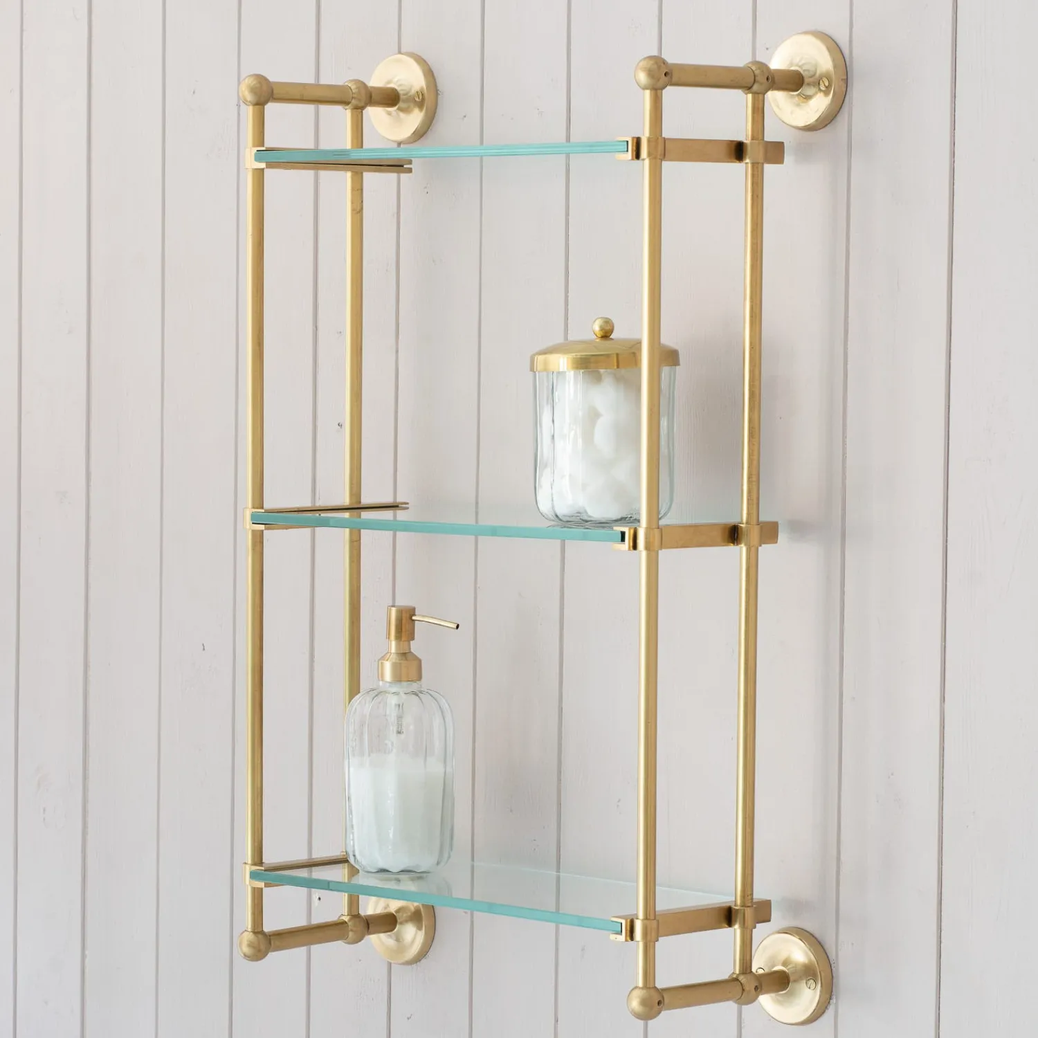 Graham & Green Colette Antique Gold Three Tier Wall Shelves