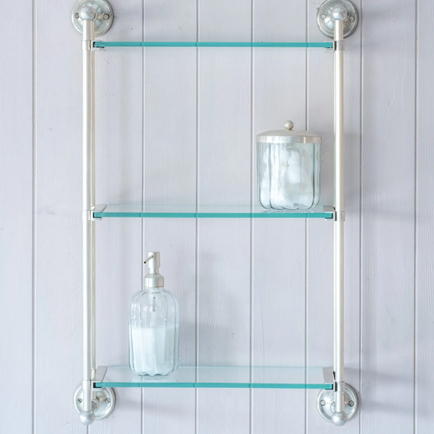 Graham & Green Colette Antique Silver Three Tier Wall Shelves