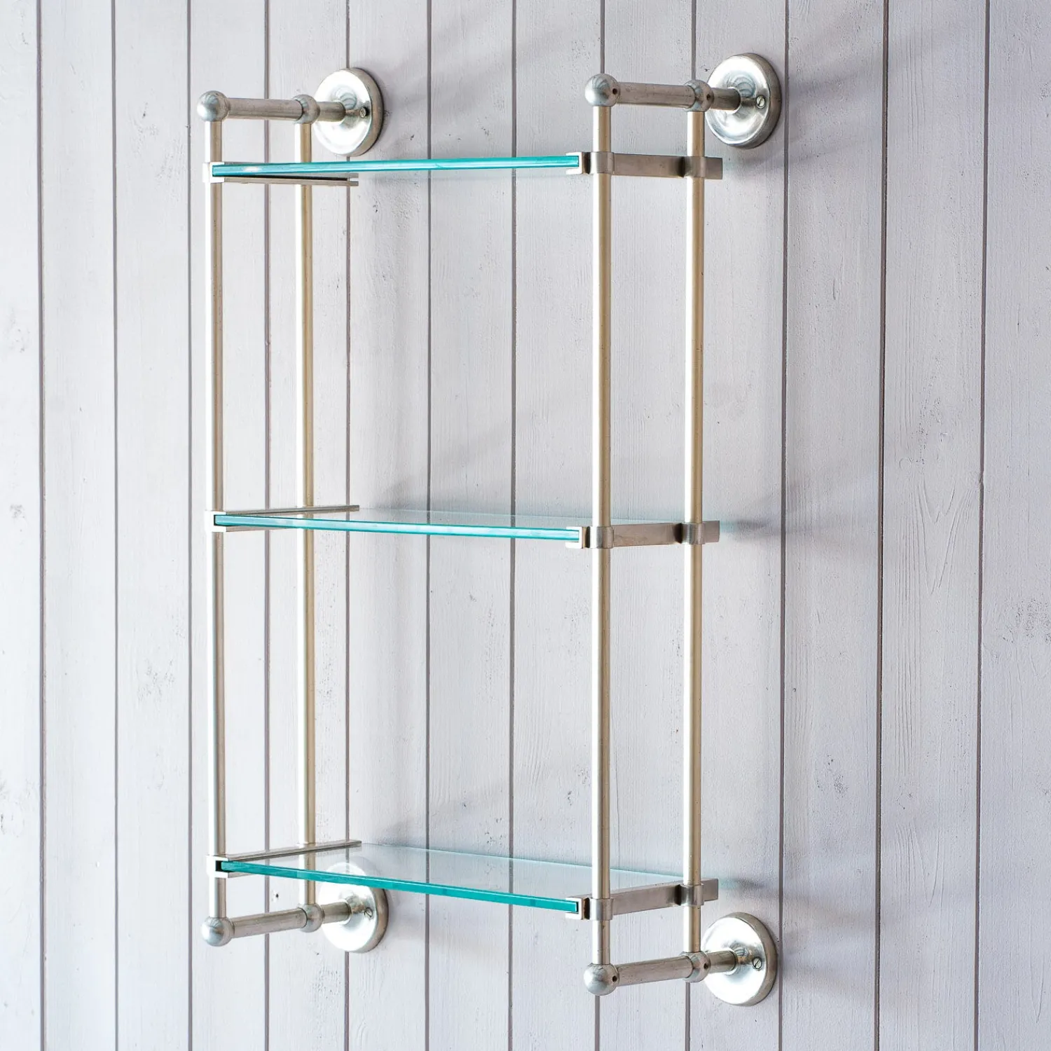 Graham & Green Colette Antique Silver Three Tier Wall Shelves