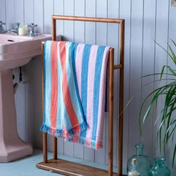 Graham & Green Coral Pop Stripe Turkish Beach Towel Wrap
