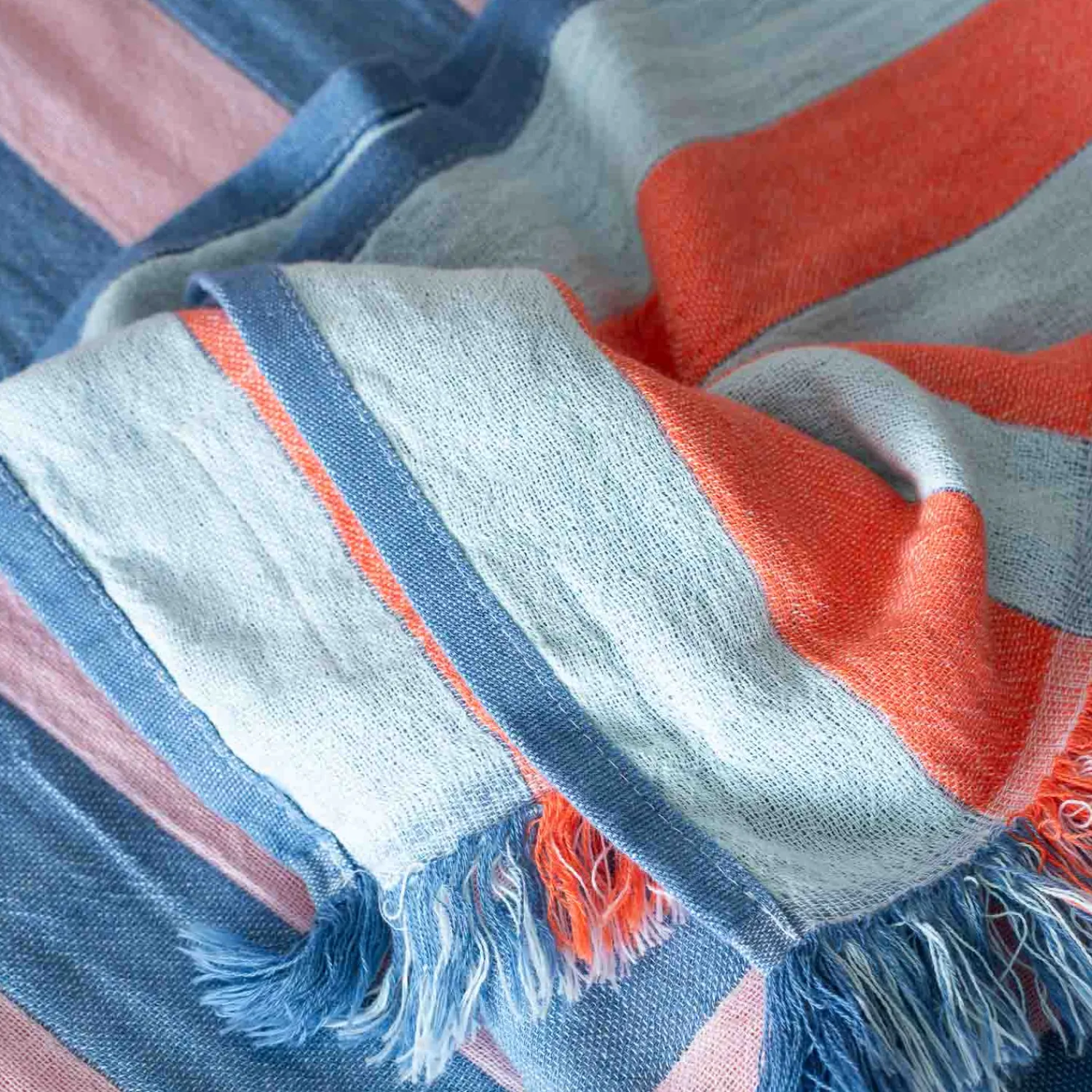 Graham & Green Coral Pop Stripe Turkish Beach Towel Wrap