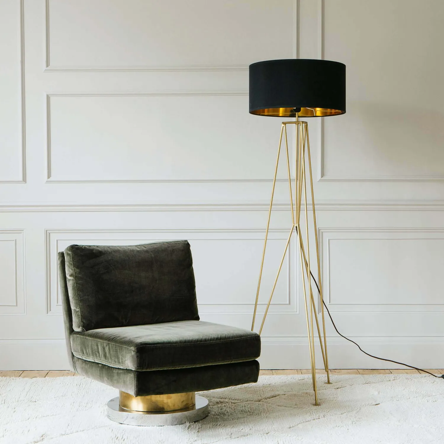 Graham & Green Corinne Green Velvet Swivel Chair
