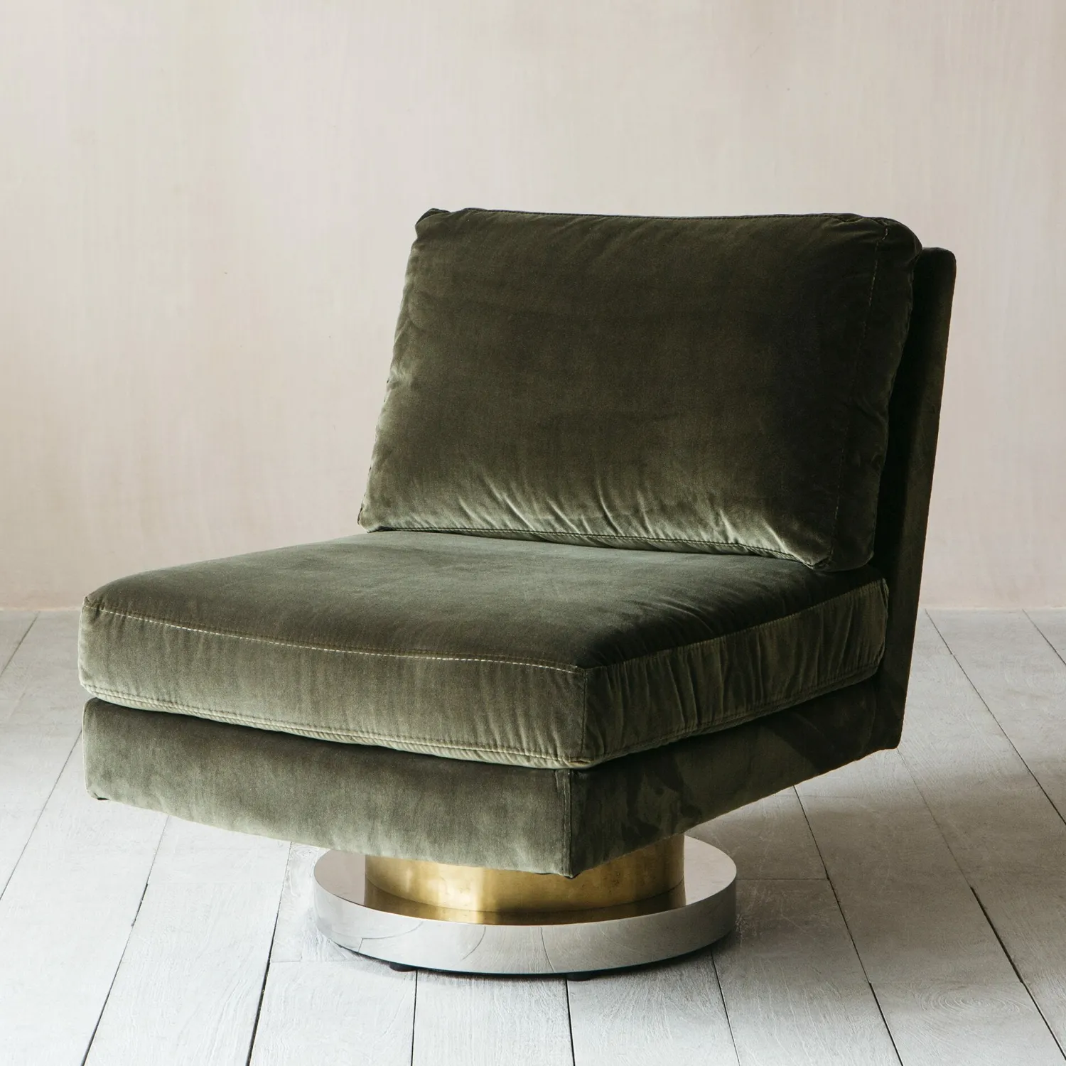 Graham & Green Corinne Green Velvet Swivel Chair