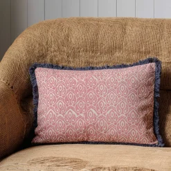 Graham & Green Cotton Block Printed Rectangular Cushions with tassel trim