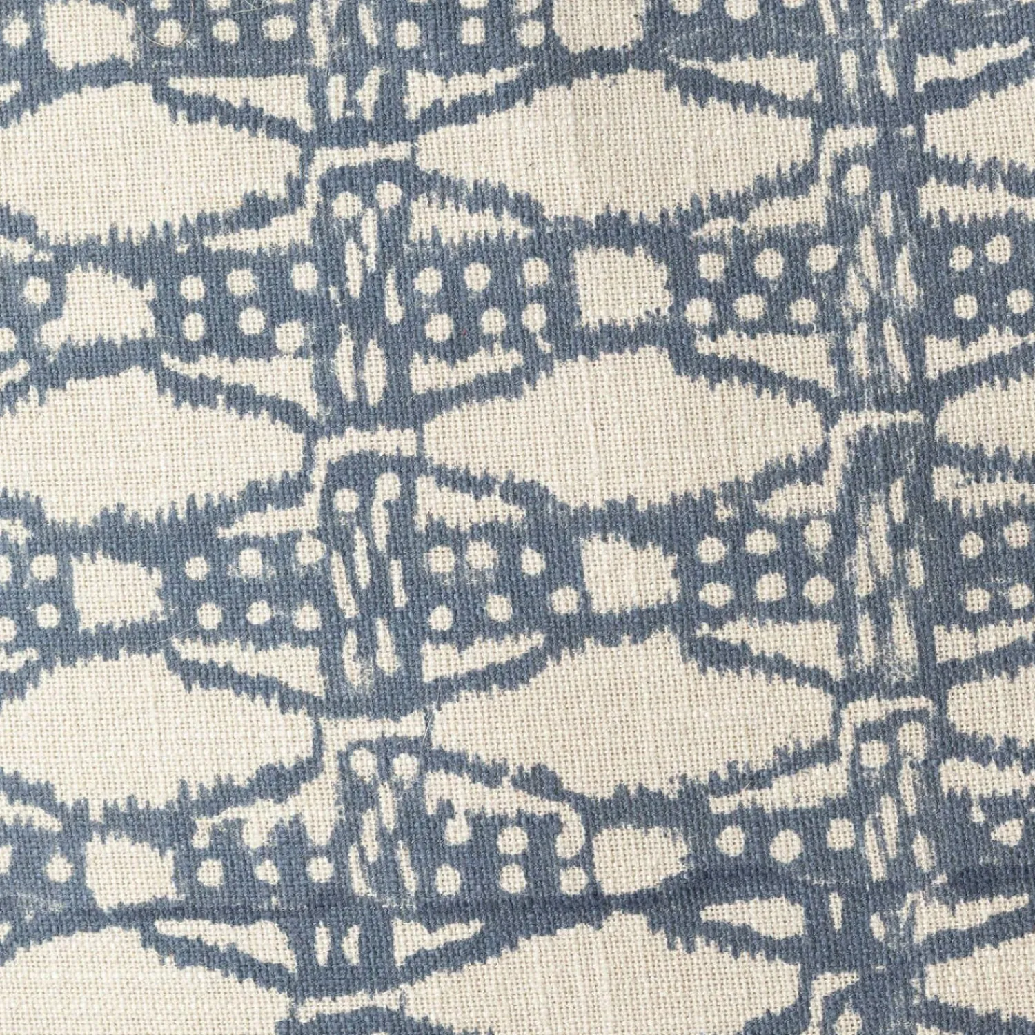 Graham & Green Cotton Block Printed Square Cushions with tassel trim