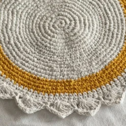 Graham & Green Cream and Mustard Crochet Round Placemat