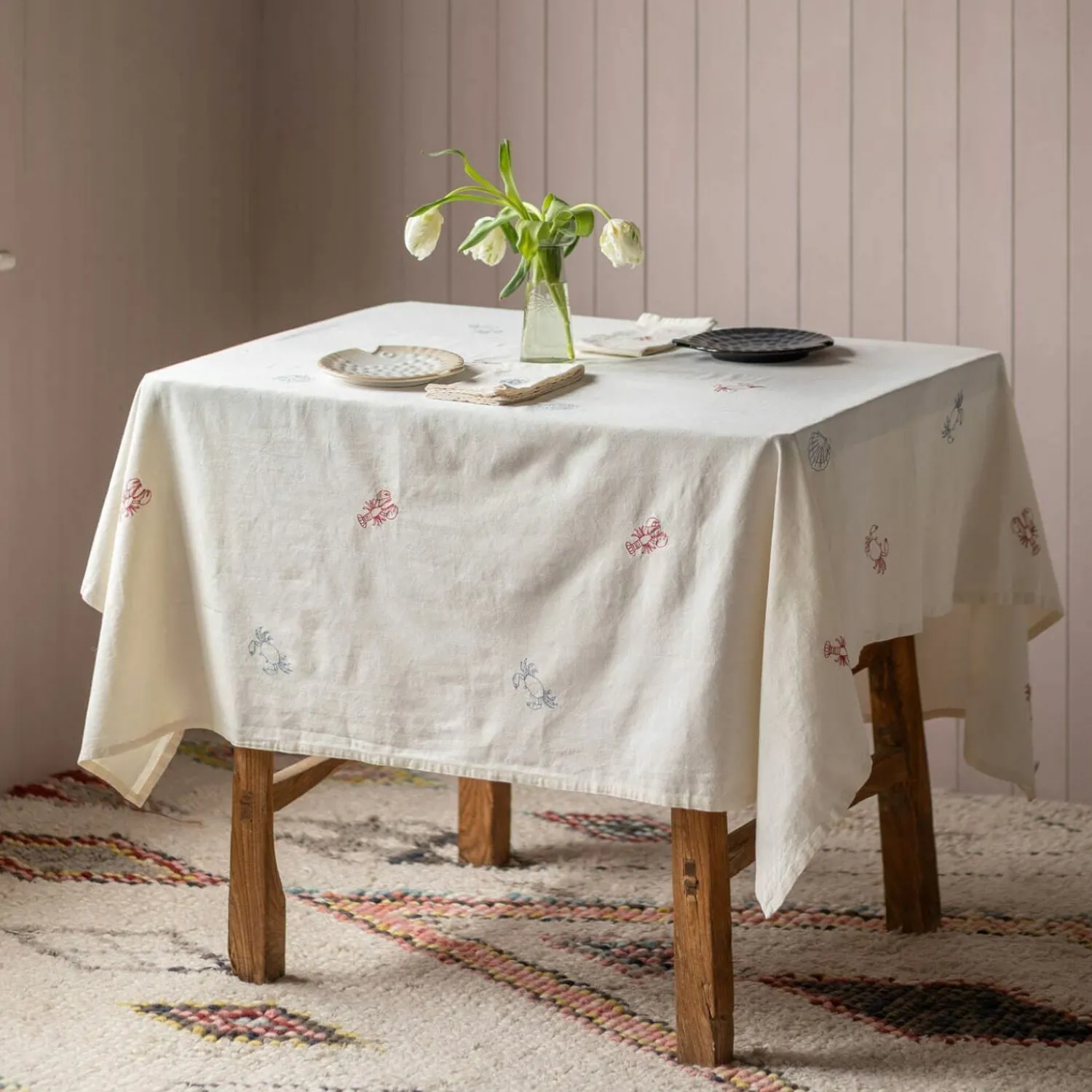 Graham & Green Creatures of the Sea Embroidered Table Cloth