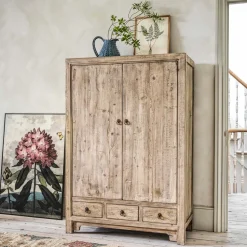 Graham & Green Dali Natural Linen Cupboard with Drawers