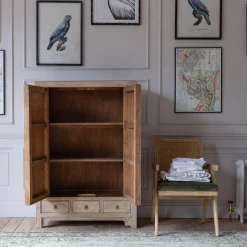 Graham & Green Dali Natural Linen Cupboard with Drawers