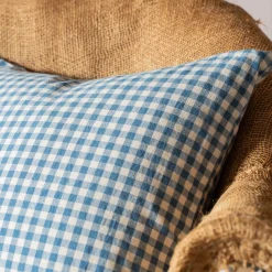 Graham & Green Dark Blue Gingham Square Cushion