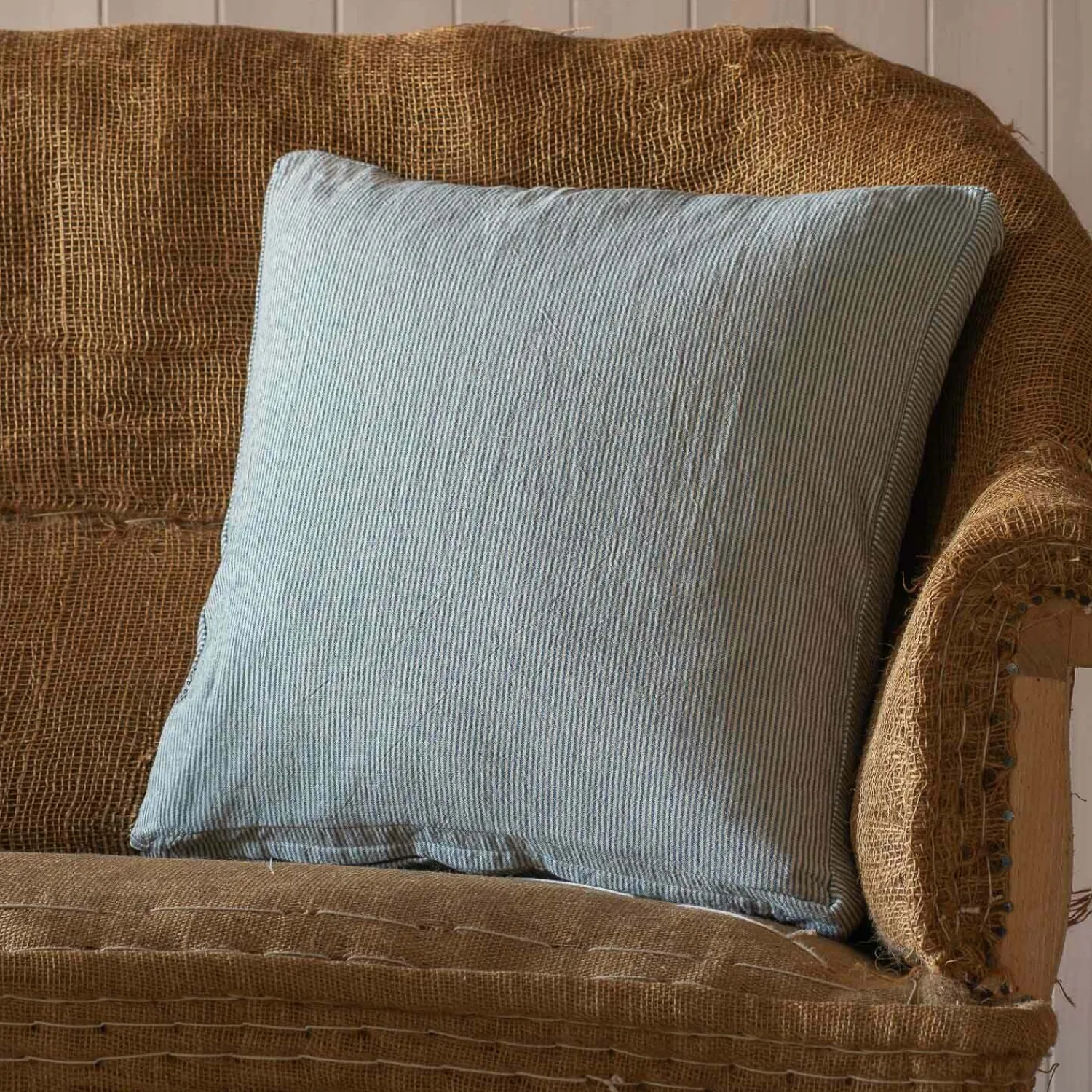 Graham & Green Dark Blue Stripe Square Cushion
