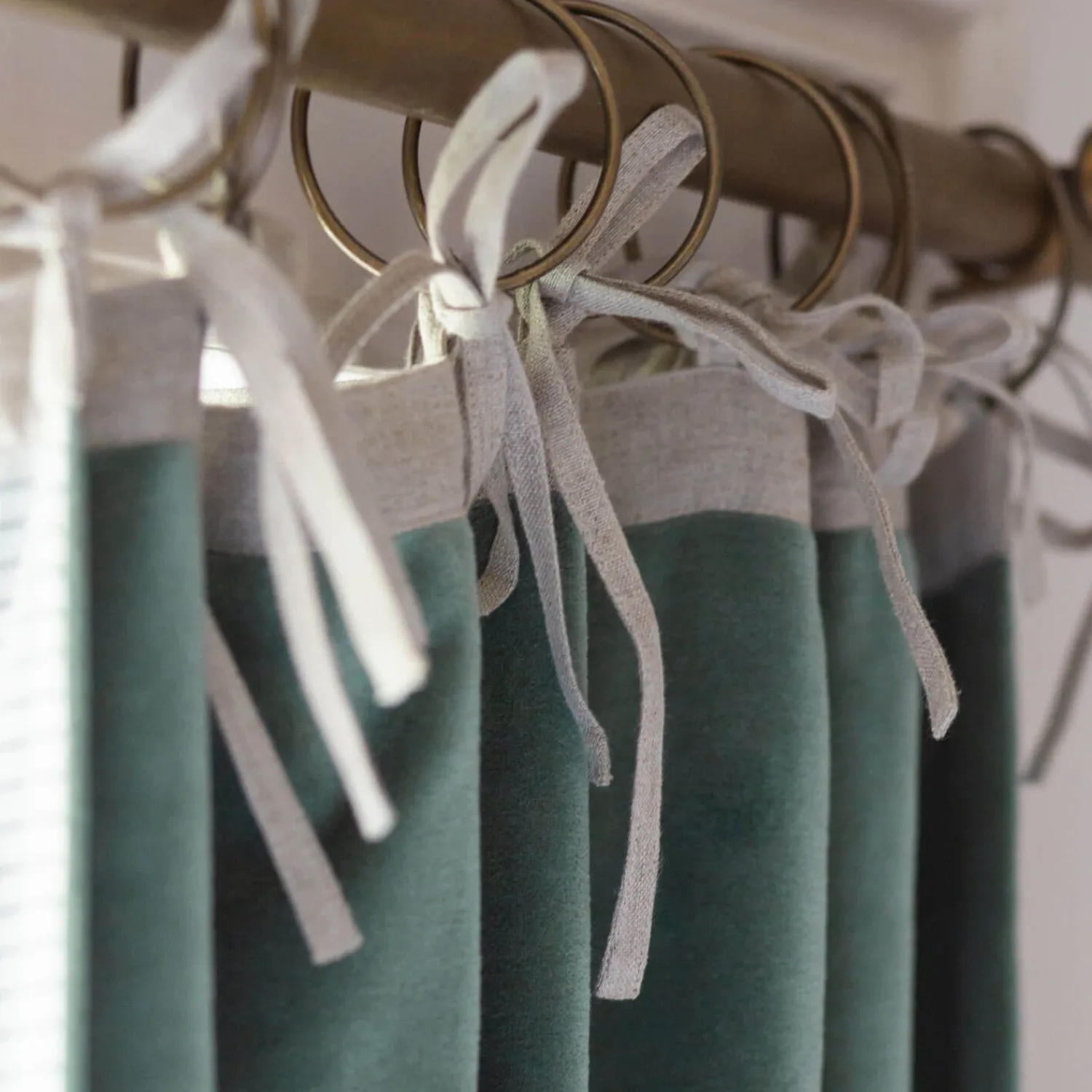 Graham & Green Dark Sage Velvet Single Curtains