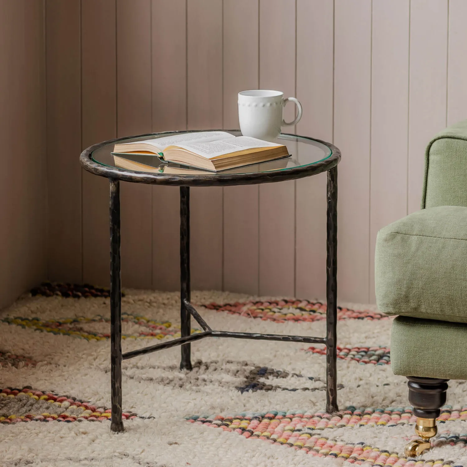 Graham & Green Darla Round Gunmetal Grey Side Table