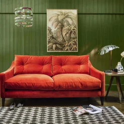 Graham & Green Deep Dream Carnelian Velvet Two and a Half Seater Sofa